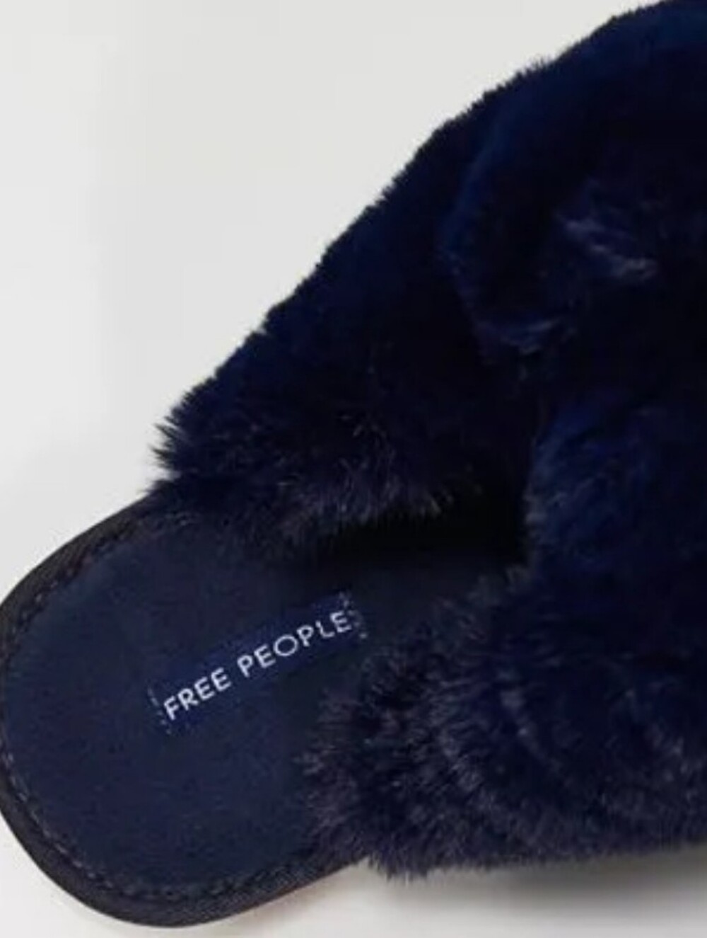 Free People Dark Navy Faux-Fur Slide